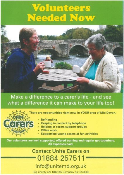BEFRIENDING VOLUNTEERS NEEDED by Unite Carers in Mid Devon