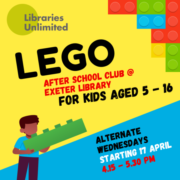 Lego After School Club at Exeter Library: Alternate Wednesdays from 17/04/2024 (16:15-17:30)