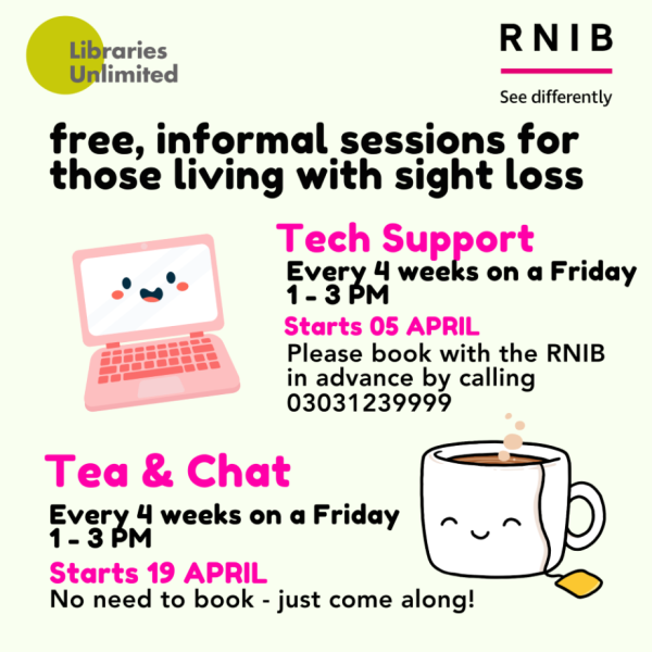 RNIB at Exeter Library: **Please Refer To Fortnightly dates listed below**