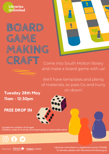 Board Game Making Craft at South Molton Library