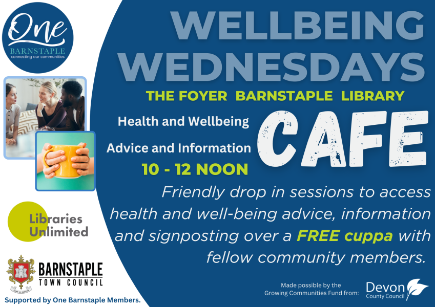 Wellbeing Cafe at Barnstaple Library as part of #WellbeingWednesday