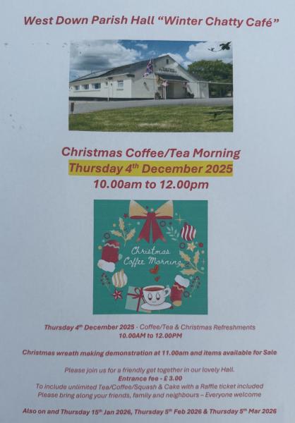West Down Parish Hall Winter Chatty Cafe