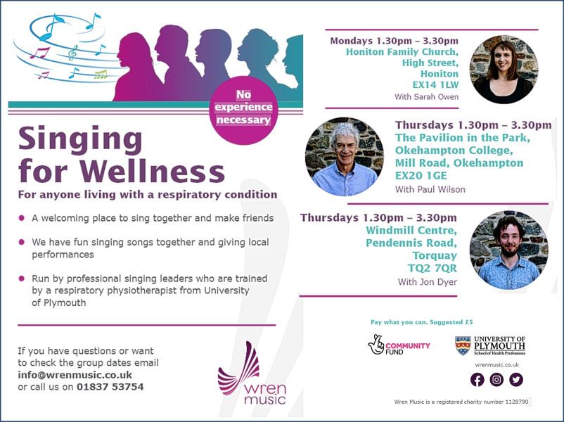 Singing for Wellness, for anyone living with a respiratory condition, including COPD and long-Covid.