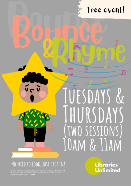 Bounce & Rhyme at Exeter Library 10am & 11am on Tuesdays & Thursdays