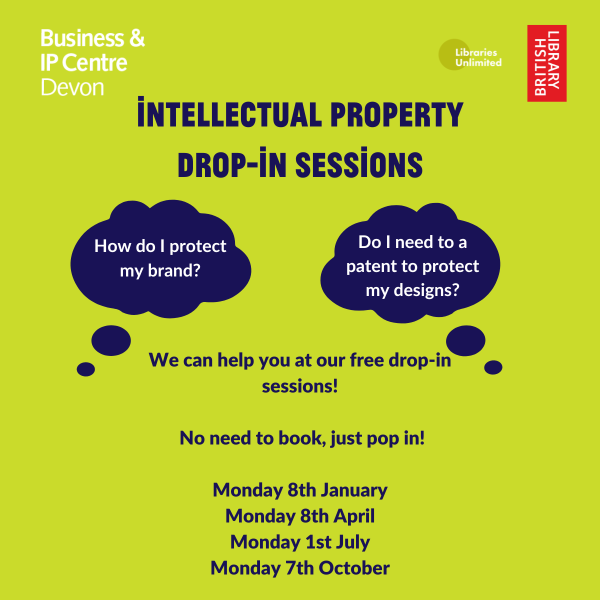 Intellectual Property (IP) Drop-in Sessions at Exeter Library (quarterly: see details below)