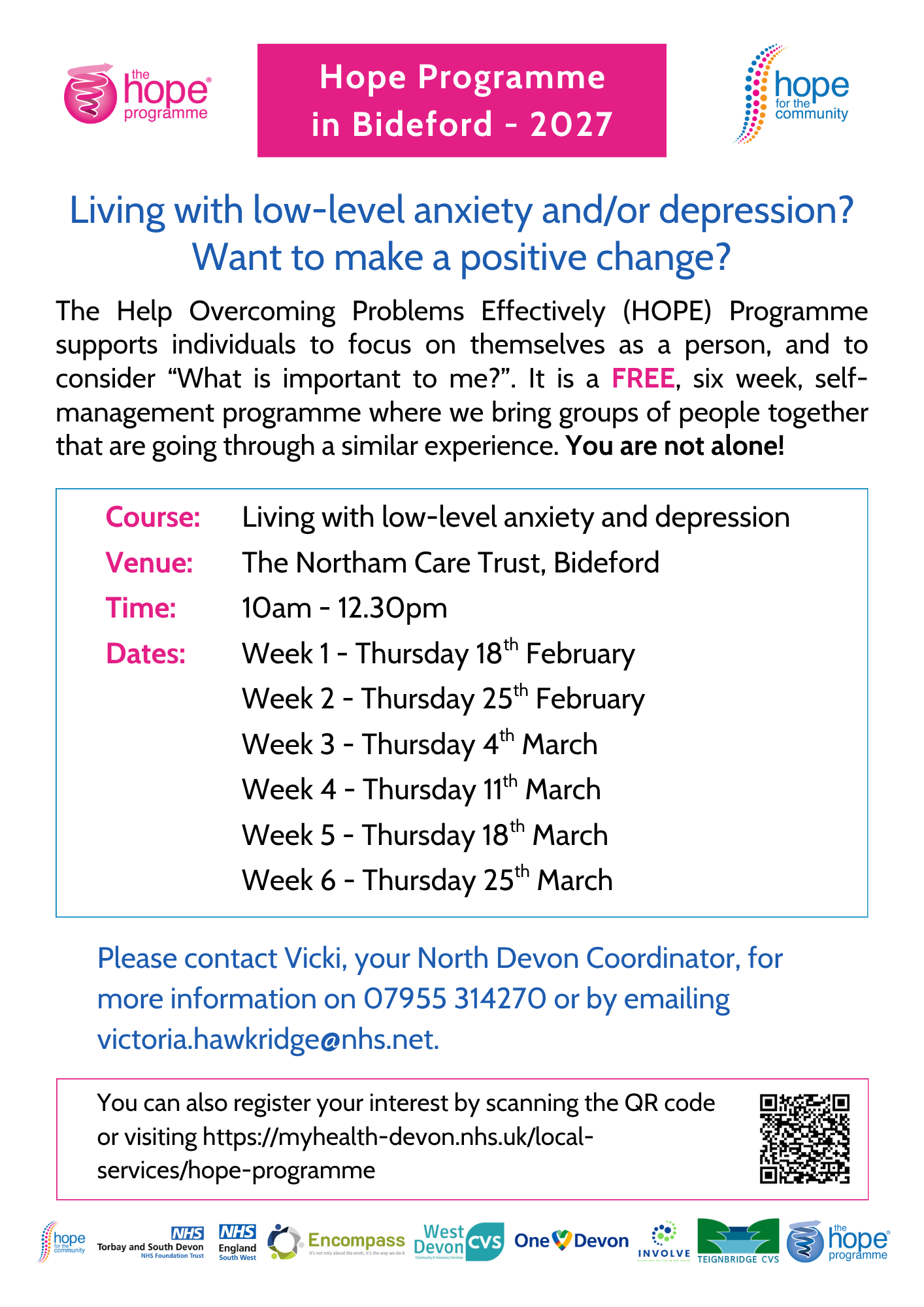 HOPE Programme in Bideford flyer 