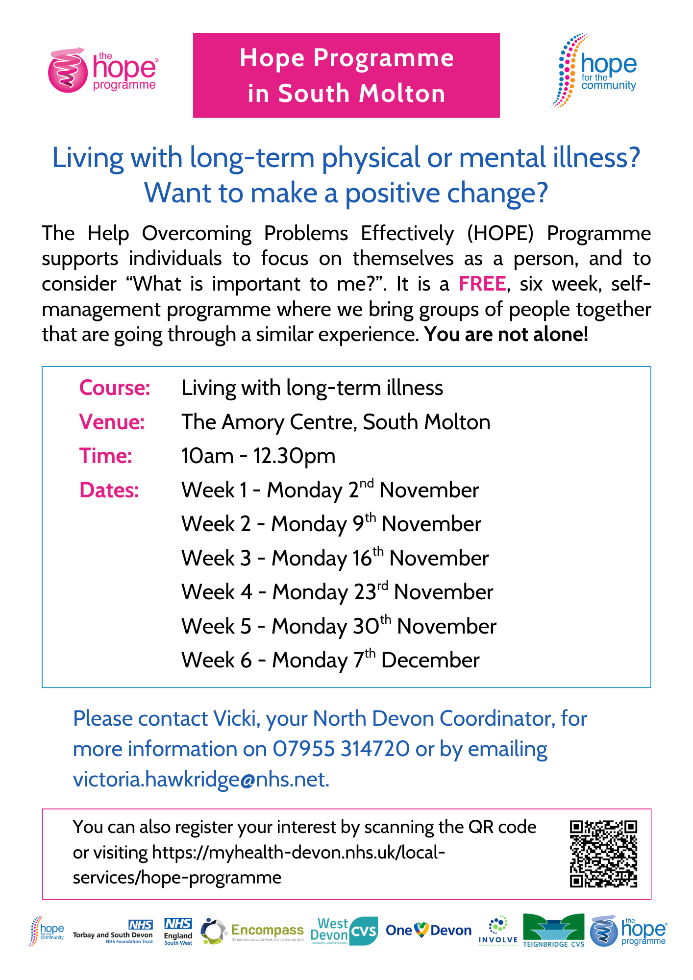 HOPE course living with long-term physical or mental illness